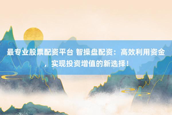 最专业股票配资平台 智操盘配资：高效利用资金，实现投资增值的新选择！