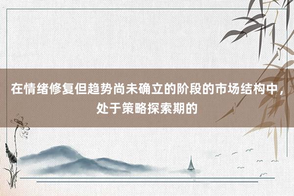 在情绪修复但趋势尚未确立的阶段的市场结构中，处于策略探索期的