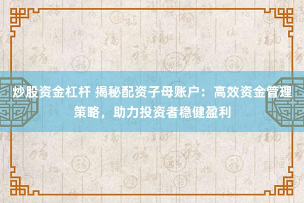 炒股资金杠杆 揭秘配资子母账户：高效资金管理策略，助力投资者稳健盈利