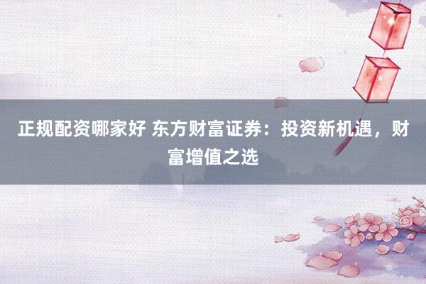 正规配资哪家好 东方财富证券：投资新机遇，财富增值之选