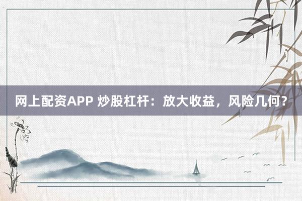 网上配资APP 炒股杠杆:放大收益,风险几何?